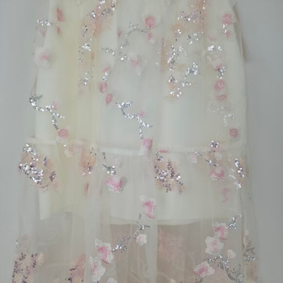 Helsi Adela Floral Tiered Maxi Dress Ivory Pink Sz S NWT Corset Bodice - Picture 11 of 15